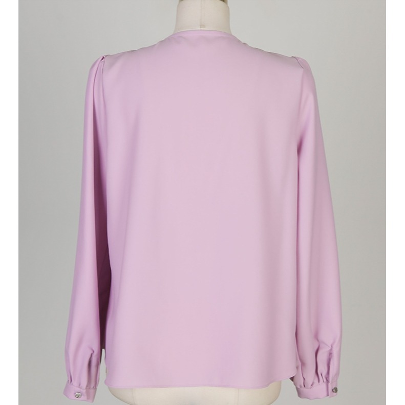 [官網特惠ing][預購 每周日中午 12:00收單] 2025 ode 初春女裝 層疊荷葉邊領蝴蝶結緞帶襯衫-細節圖9