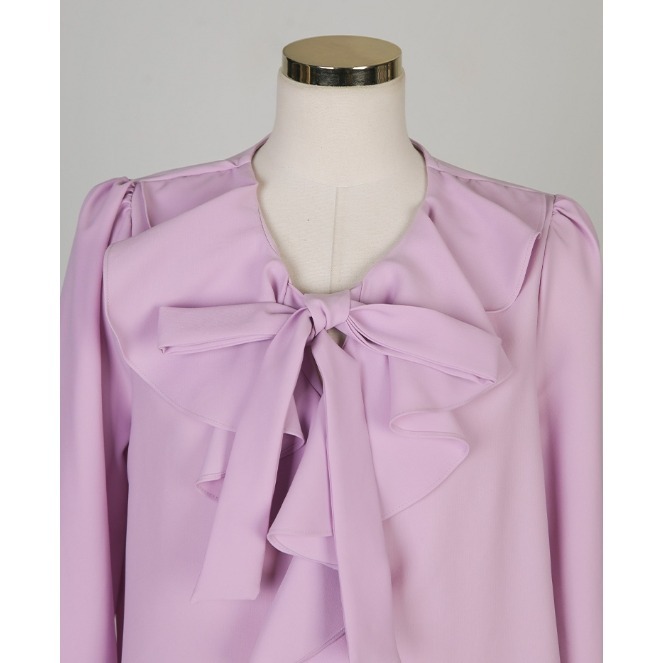 [官網特惠ing][預購 每周日中午 12:00收單] 2025 ode 初春女裝 層疊荷葉邊領蝴蝶結緞帶襯衫-細節圖11