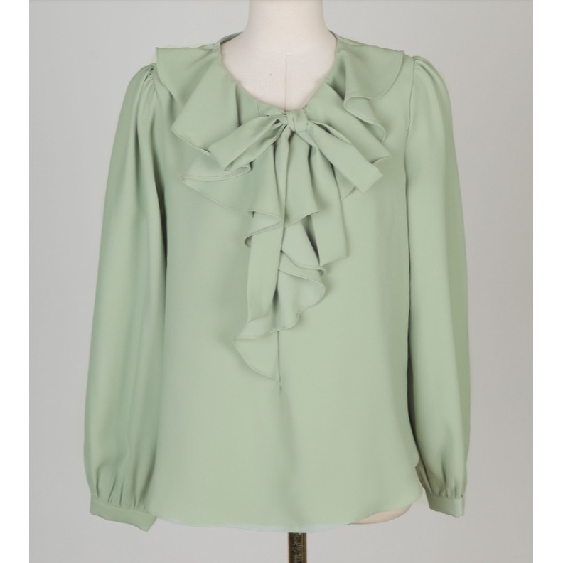 [官網特惠ing][預購 每周日中午 12:00收單] 2025 ode 初春女裝 層疊荷葉邊領蝴蝶結緞帶襯衫-規格圖11