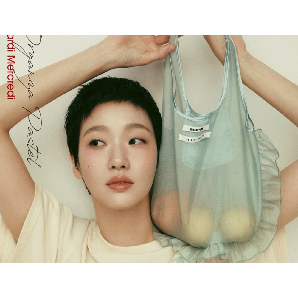 [預購 每周日中午 12:00收單] 2025 韓國 Mardi Mercredi 小雛菊刺繡荷葉邊透明購物袋-細節圖6
