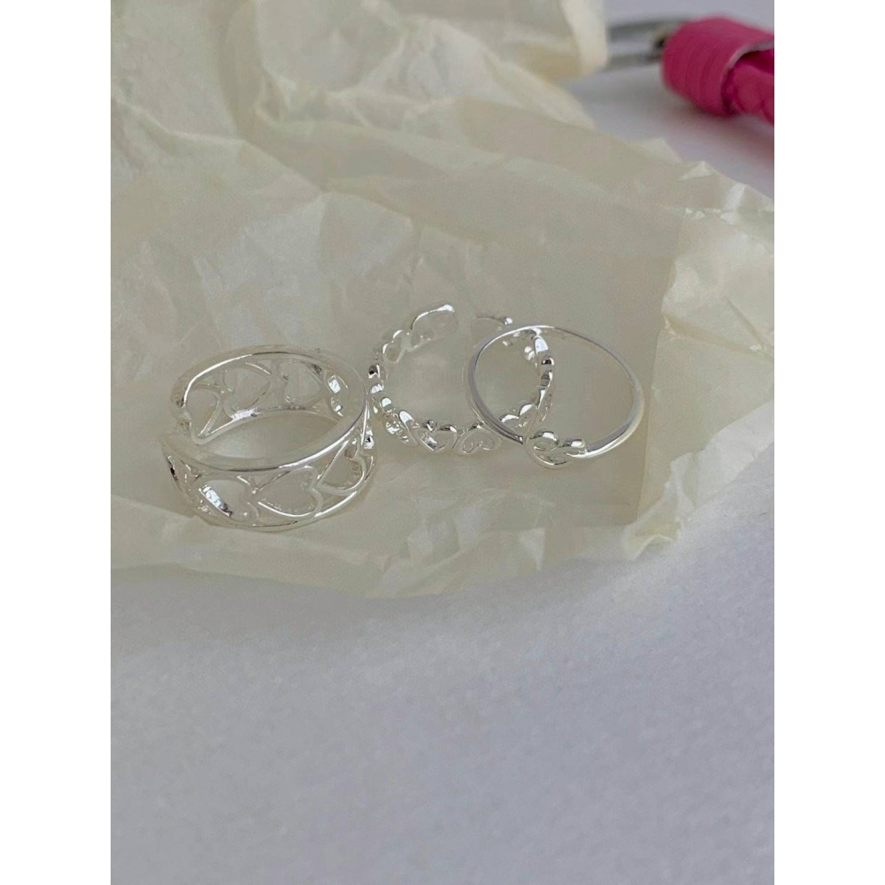 [閃購 2025 04.12 中午 12:00收單] 2025 韓國 時尚配件 愛心戒指3件組-細節圖3