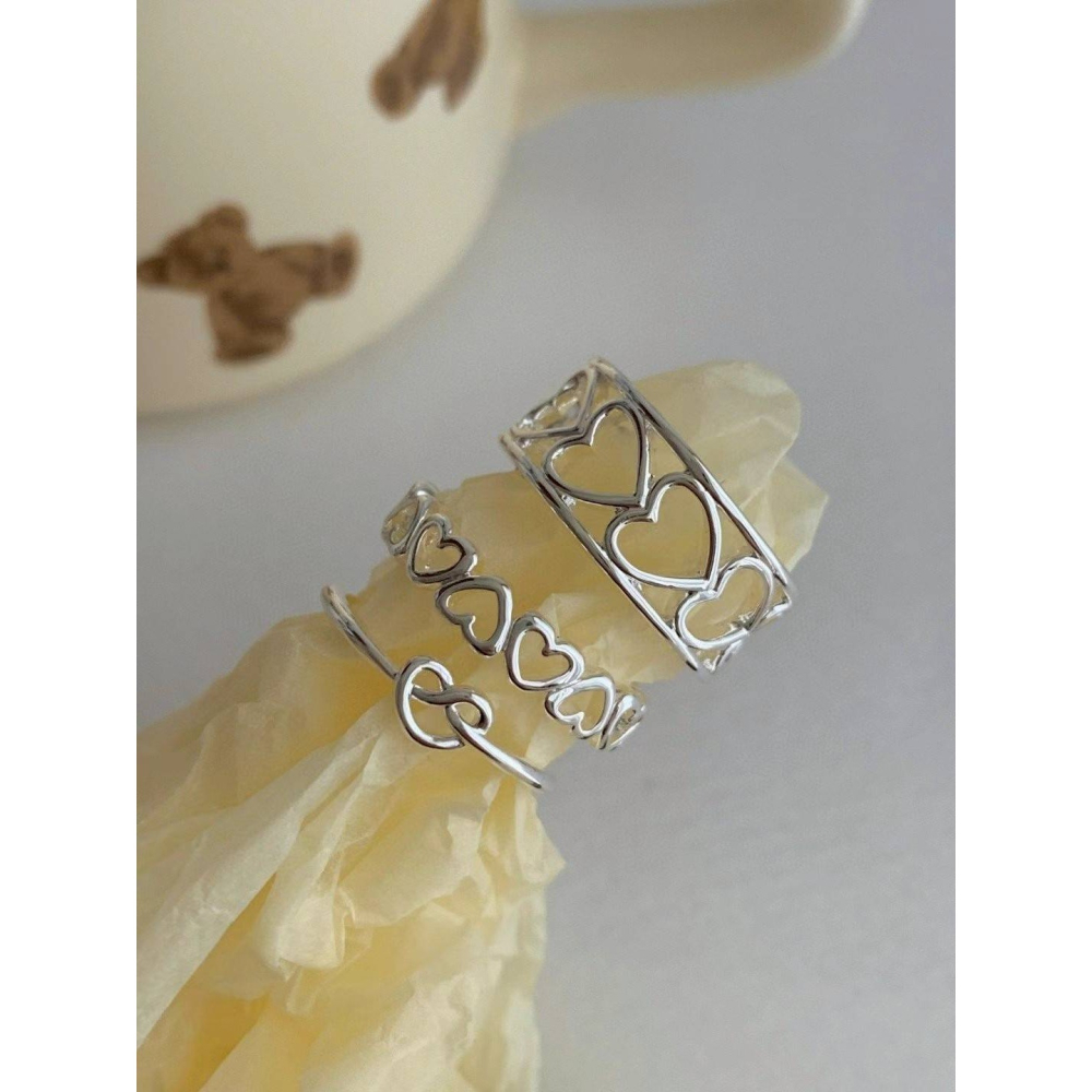 [閃購 2025 04.12 中午 12:00收單] 2025 韓國 時尚配件 愛心戒指3件組-細節圖4