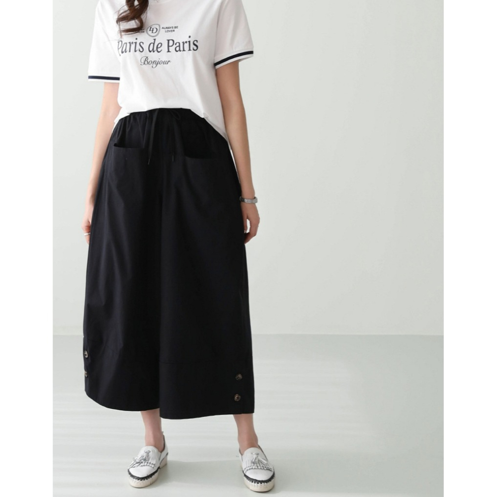 [預購 每周日中午 12:00收單] 2025 韓國 pippin 春夏女裝 水洗棉雙口袋休閒寬褲-細節圖5