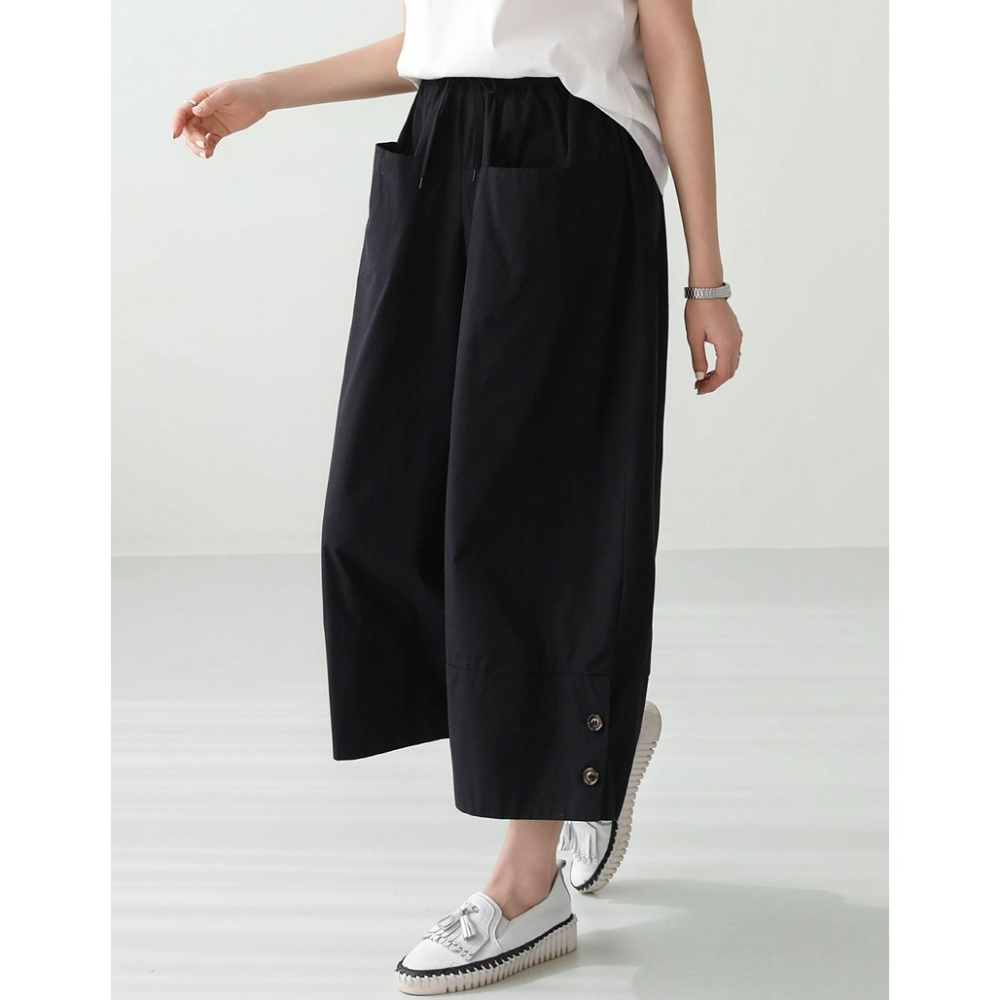 [預購 每周日中午 12:00收單] 2025 韓國 pippin 春夏女裝 水洗棉雙口袋休閒寬褲-細節圖6