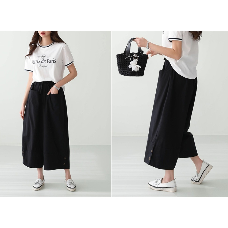 [預購 每周日中午 12:00收單] 2025 韓國 pippin 春夏女裝 水洗棉雙口袋休閒寬褲-細節圖7