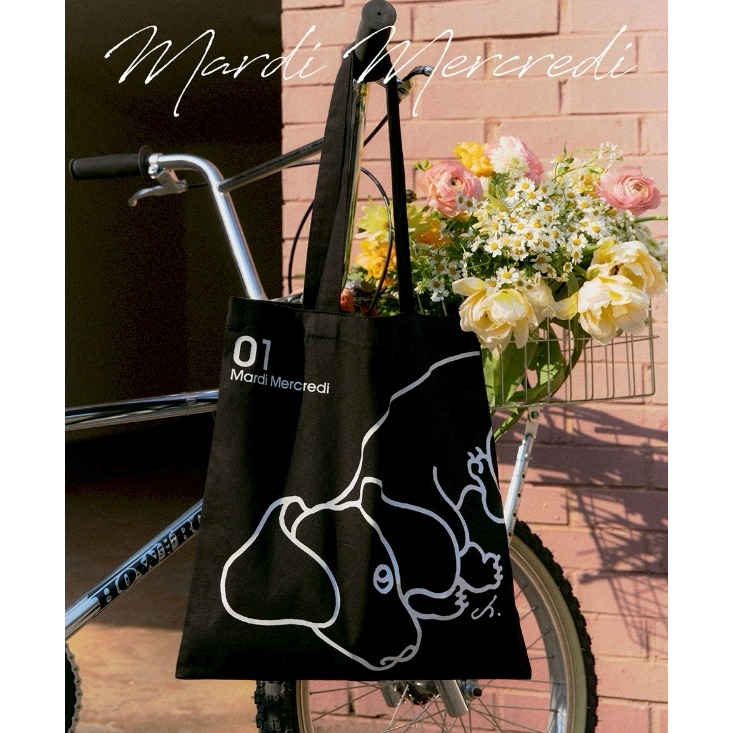 [預購 每周日中午 12:00收單] 2025 韓國 MARDI ＇25春夏新款  臘腸狗雙面棉質托特包-細節圖2