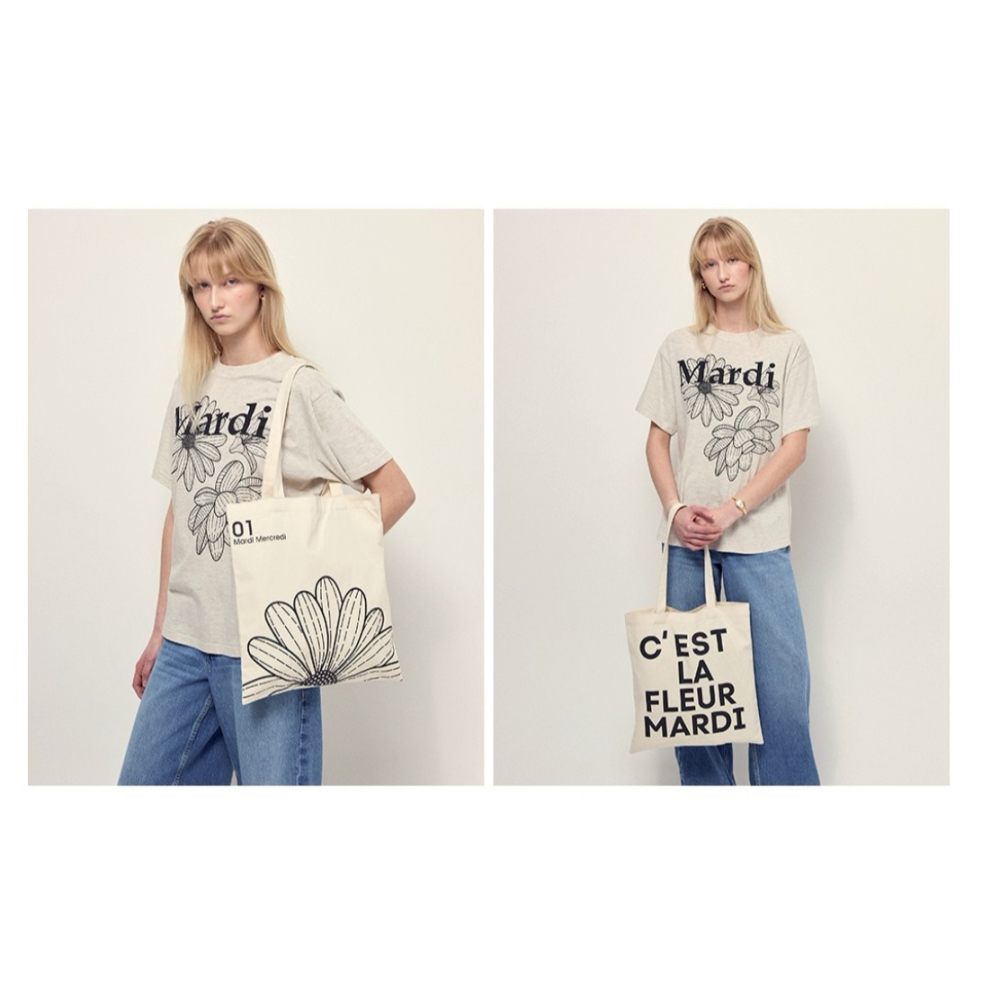[預購 每周日中午 12:00收單] 2025 韓國  MARDI ＇25春夏新款  經典雛菊雙面棉質托特包-細節圖2