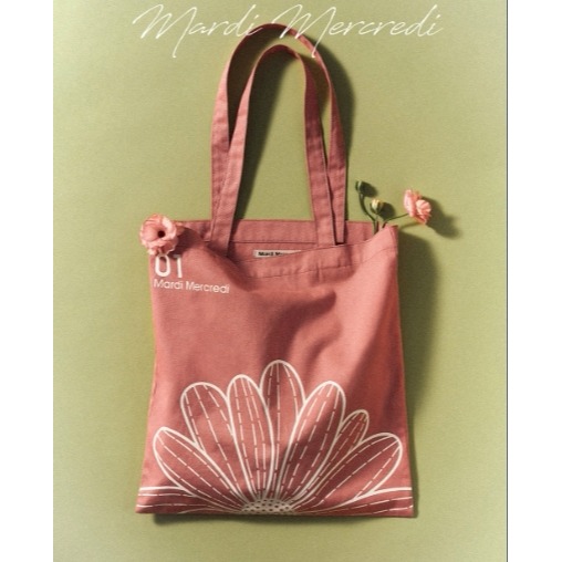 [預購 每周日中午 12:00收單] 2025 韓國  MARDI ＇25春夏新款  經典雛菊雙面棉質托特包-細節圖7