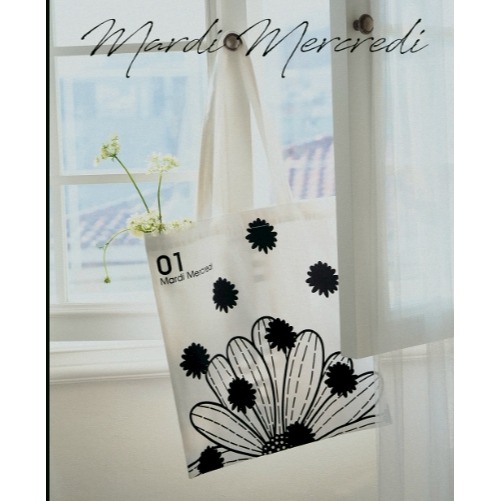 [預購 每周日中午 12:00收單] 2025 韓國  MARDI ＇25春夏新款  經典雛菊雙面棉質托特包-細節圖8