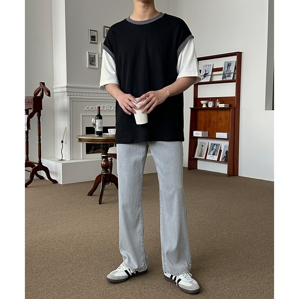 [官網特惠ing][是男裝喔~][預購 每周日中午 12:00收單] 2025 韓國 smallman 配色層疊短袖T-細節圖6