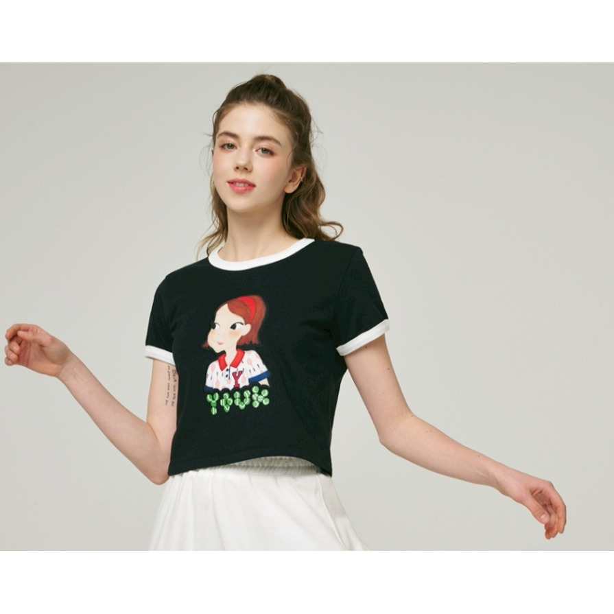 [限時打折款][預購 每周日中午 12:00收單] 2025 韓國 陸心媛 YOUKSHIMWON髮帶女孩短袖上衣-細節圖2