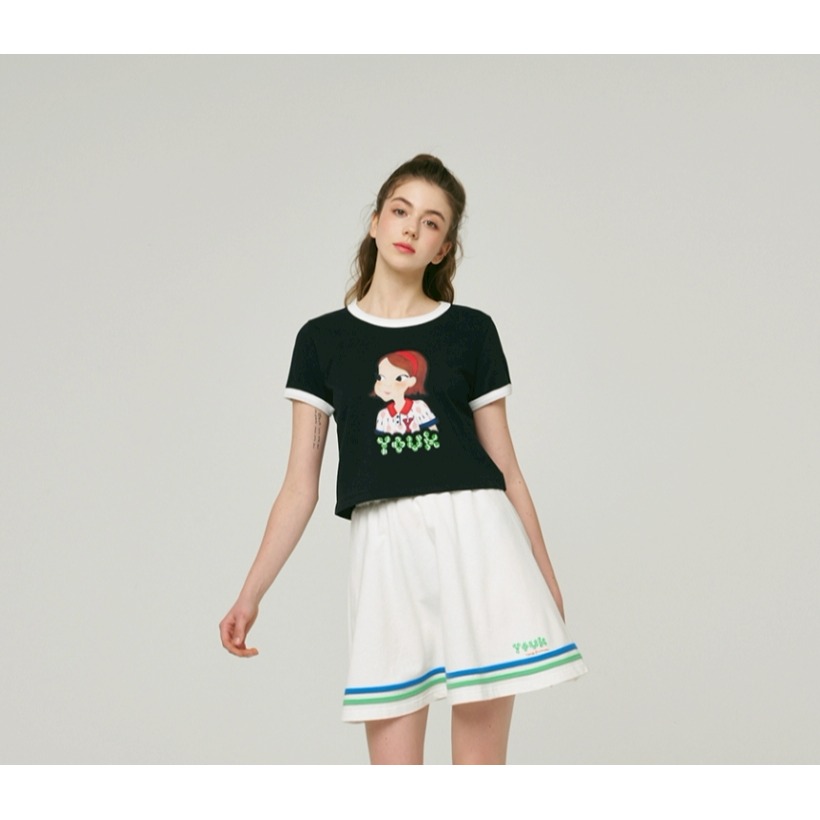 [限時打折款][預購 每周日中午 12:00收單] 2025 韓國 陸心媛 YOUKSHIMWON髮帶女孩短袖上衣-細節圖3