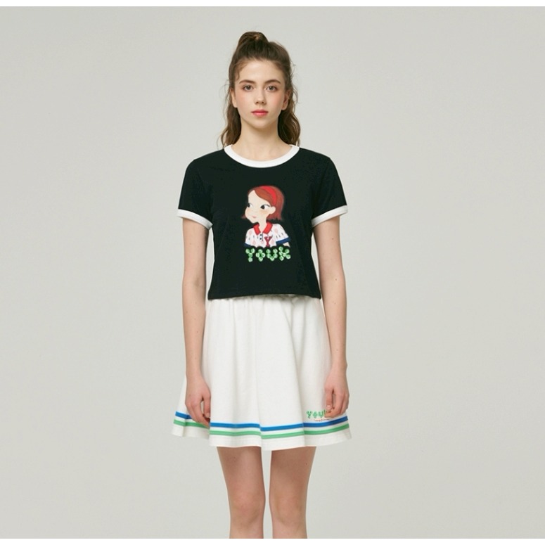 [限時打折款][預購 每周日中午 12:00收單] 2025 韓國 陸心媛 YOUKSHIMWON髮帶女孩短袖上衣-細節圖4