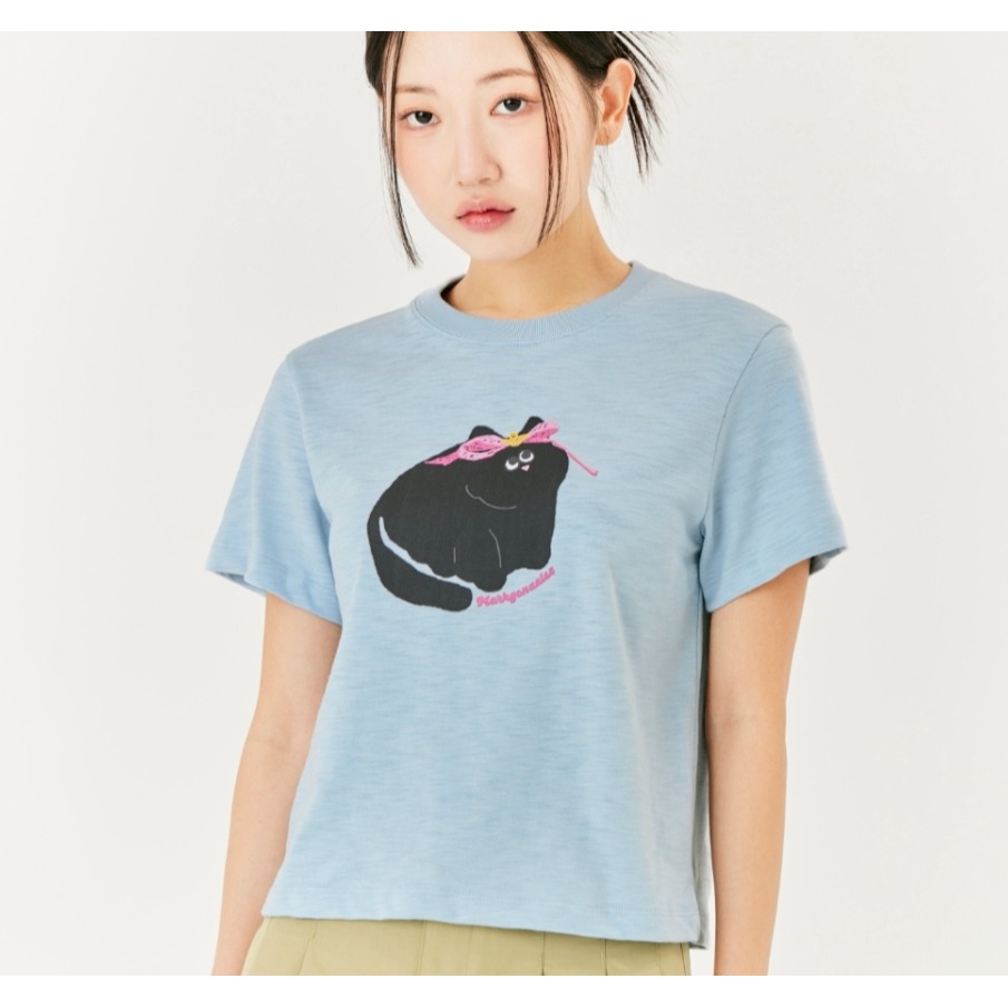 [閃購 2025.05.09 中午 12:00收單] 2025 韓國  Mark Gonzales 小飛人貓咪竹節棉上衣-細節圖2