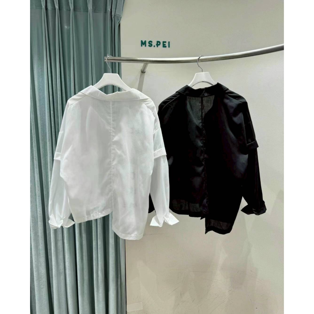 [預購 每周日中午 12:00收單 ] 2025 韓國 春夏女裝 單側英文字母 大口袋襯衫-細節圖3