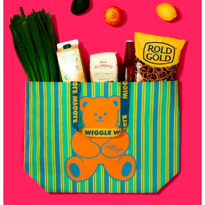 [預購 每周日中午 12:00收單] 2025 韓國 時尚購物袋 WIGGLE WIGGLE 小熊條紋購物袋(S/M/L-細節圖4