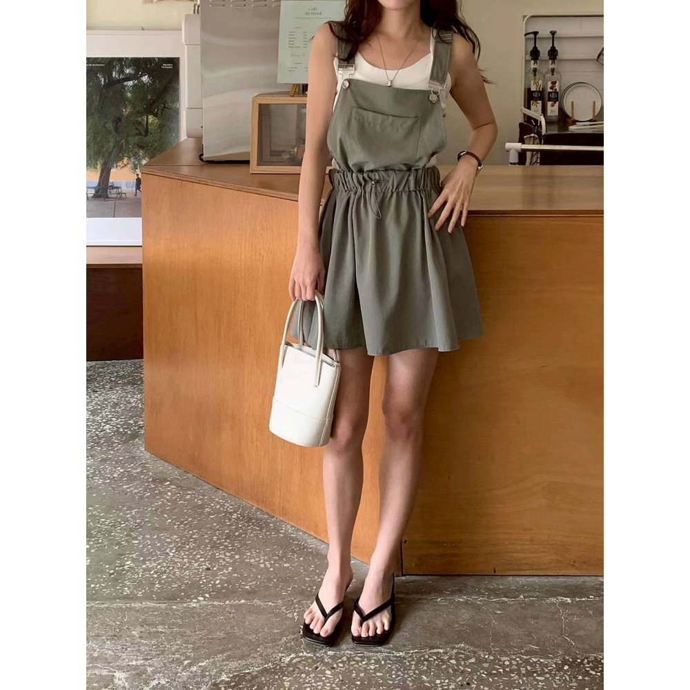 [預購 每周日中午 12:00收單] 2025 韓國 春夏女裝 休閒時尚 俏麗可愛 抽繩吊帶短裙-細節圖3