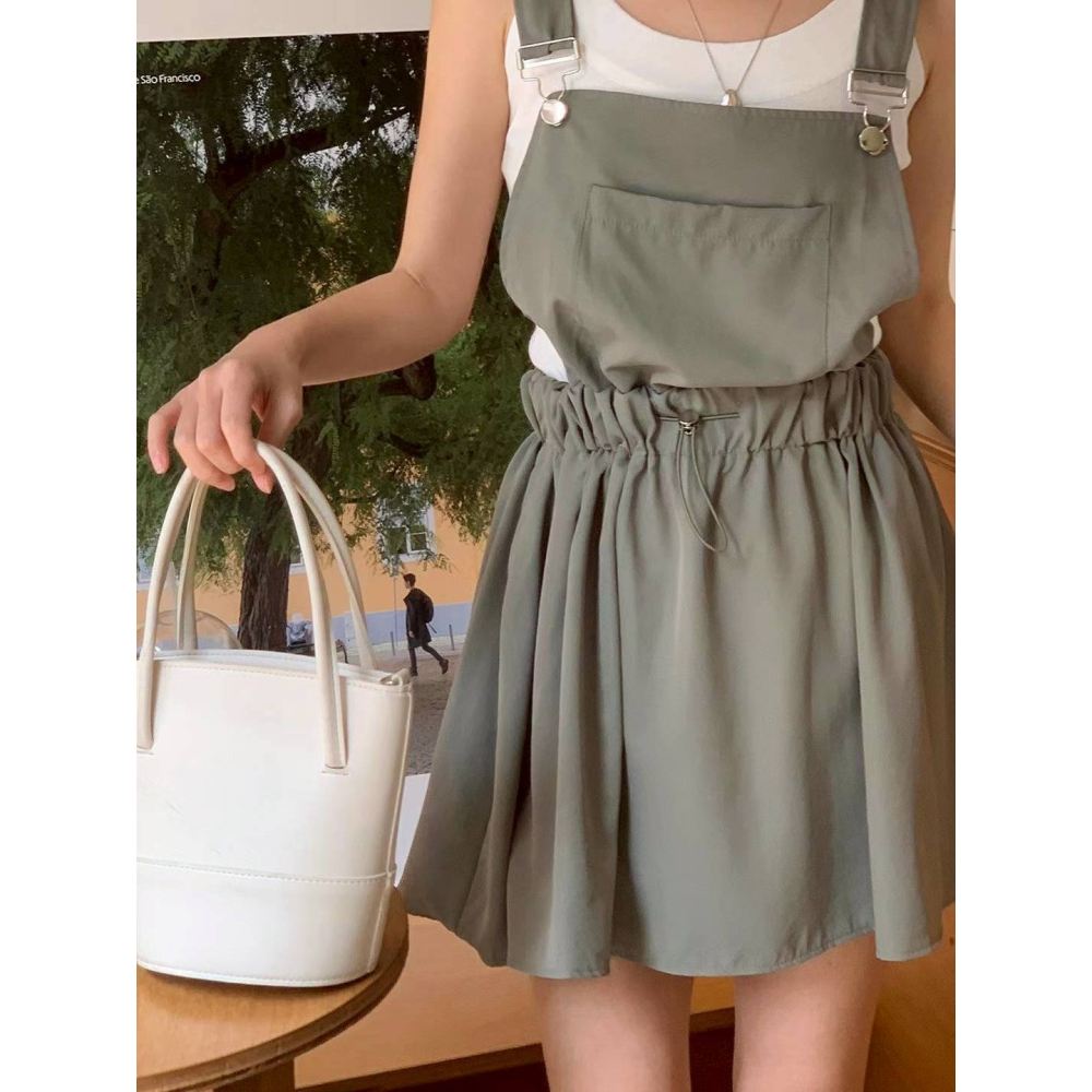 [預購 每周日中午 12:00收單] 2025 韓國 春夏女裝 休閒時尚 俏麗可愛 抽繩吊帶短裙-細節圖5