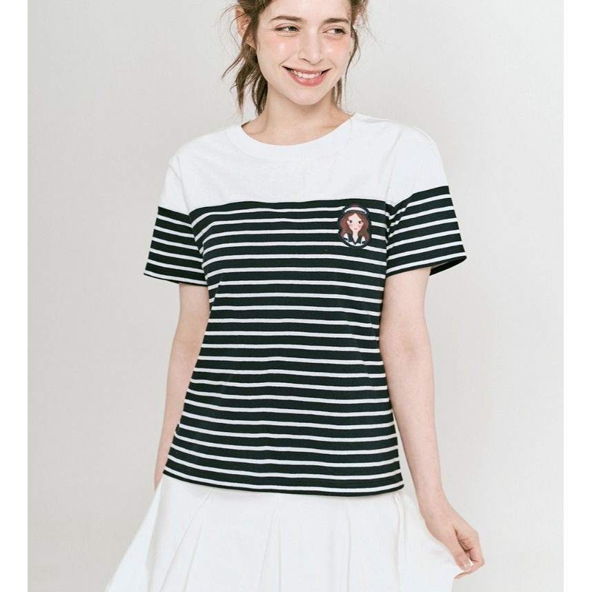 [季末打折款][預購 每周日中午 12:00收單] 2025 韓國 YOUK SHIM WON 陸心媛 條紋海洋風上衣-細節圖2