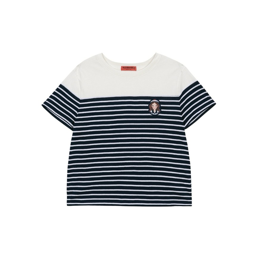 [季末打折款][預購 每周日中午 12:00收單] 2025 韓國 YOUK SHIM WON 陸心媛 條紋海洋風上衣-細節圖6