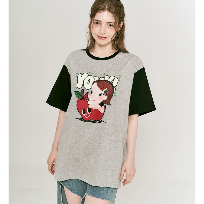 [季末打折款][預購 每周日中午 12:00收單] 2025 韓國 YOUK SHIM WON 陸心媛條紋拼接袖上衣-細節圖2