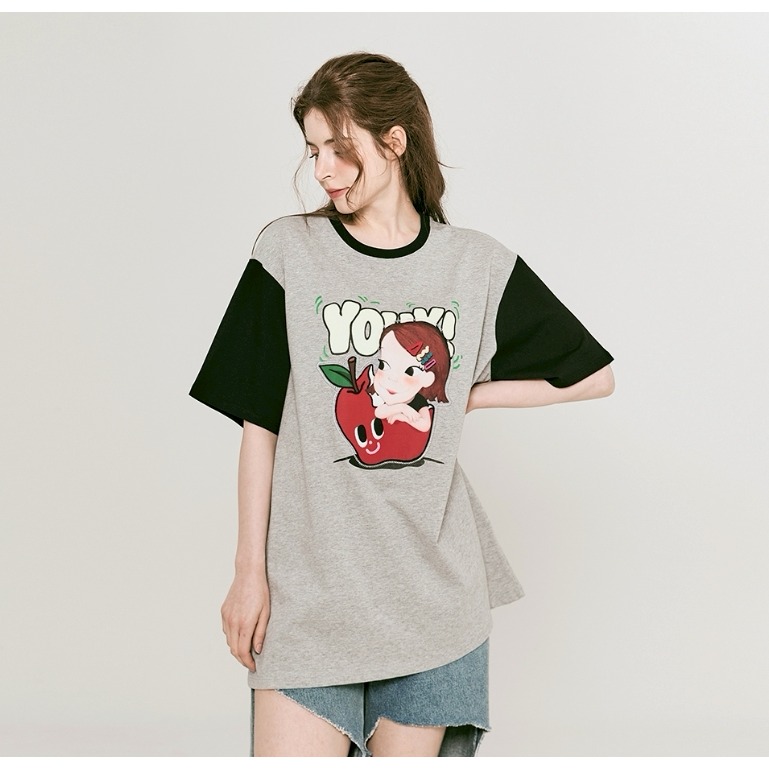 [季末打折款][預購 每周日中午 12:00收單] 2025 韓國 YOUK SHIM WON 陸心媛條紋拼接袖上衣-細節圖4