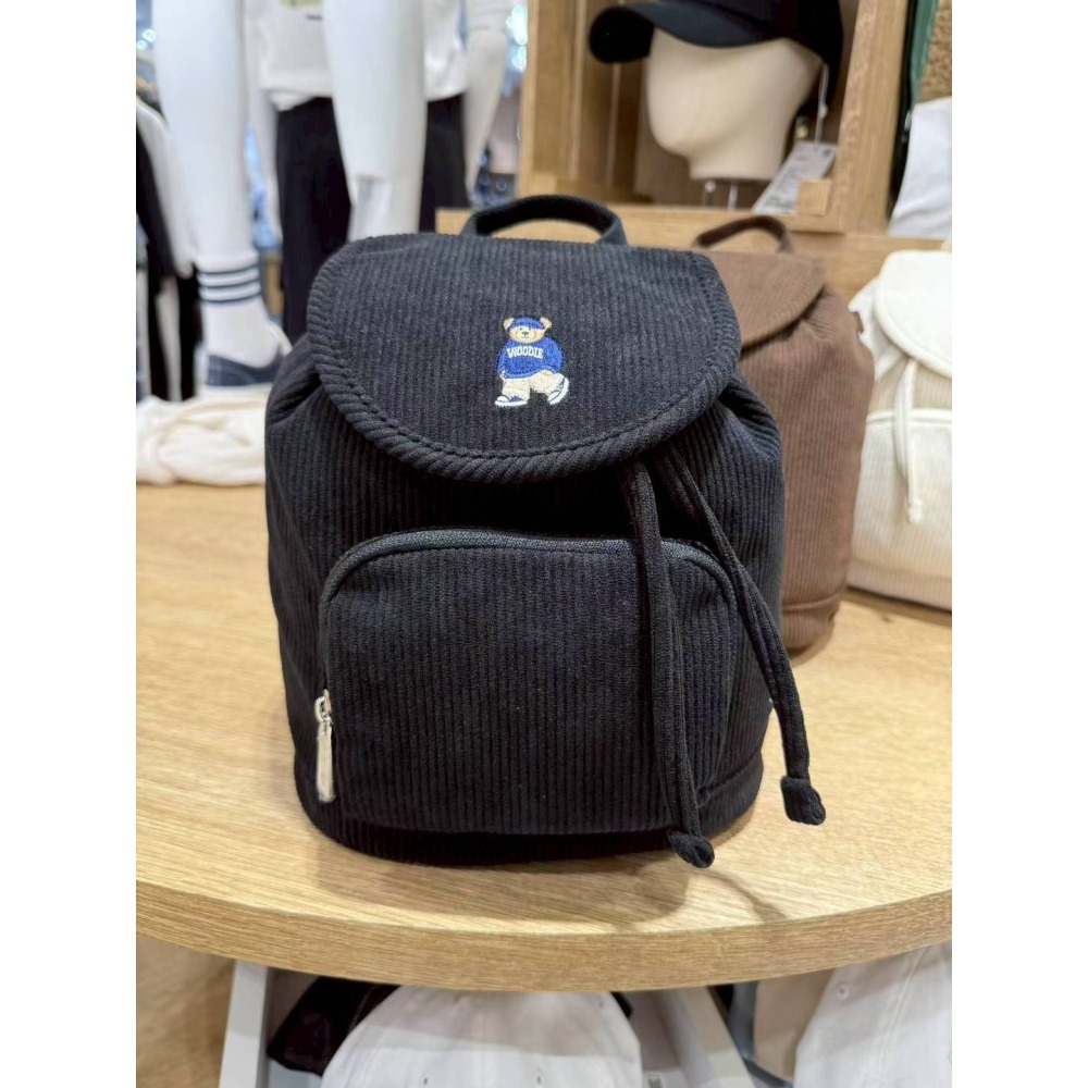 [預購 每周日中午 12:00收單] 2025 韓國 SPAO  燈心絨熊熊刺繡背包-細節圖3