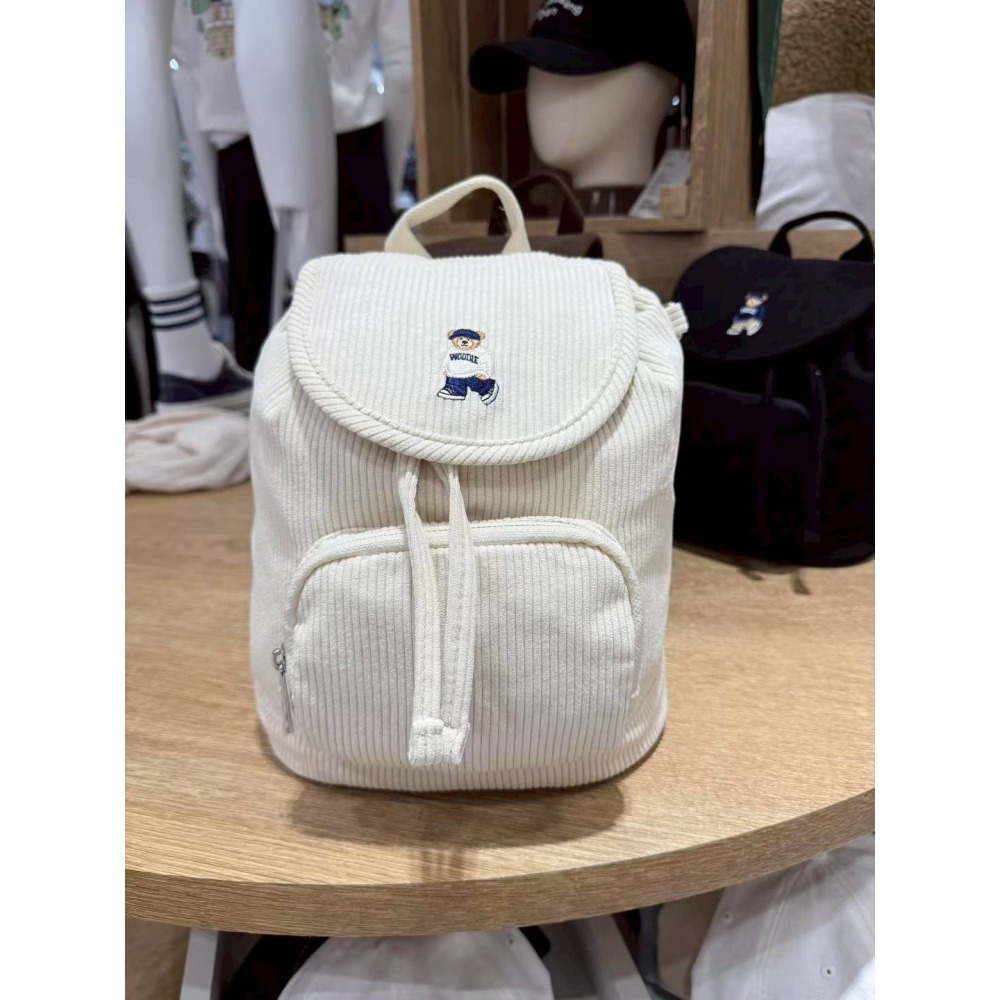 [預購 每周日中午 12:00收單] 2025 韓國 SPAO  燈心絨熊熊刺繡背包-細節圖4