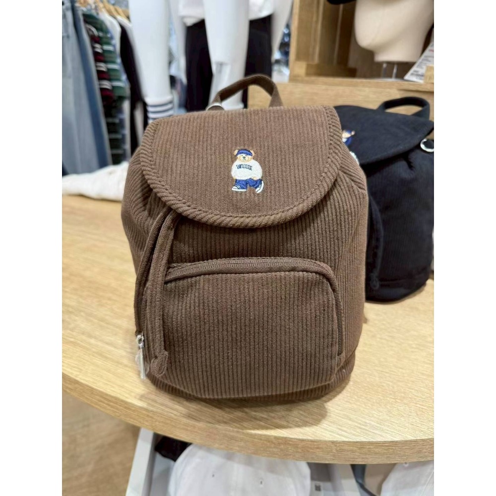 [預購 每周日中午 12:00收單] 2025 韓國 SPAO  燈心絨熊熊刺繡背包-細節圖5