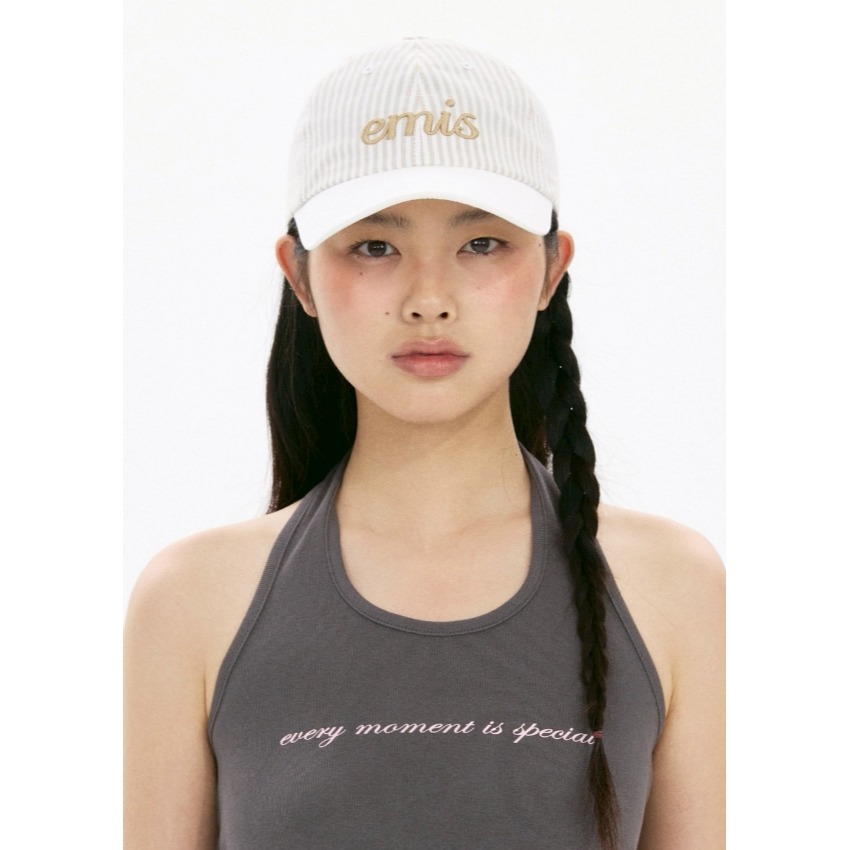[預購 每周日中午 12:00收單] 2025 韓國 EMIS ＇25年新款 條紋LOGO棒球帽-細節圖2