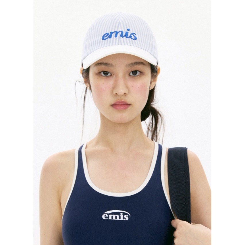 [預購 每周日中午 12:00收單] 2025 韓國 EMIS ＇25年新款 條紋LOGO棒球帽-細節圖3