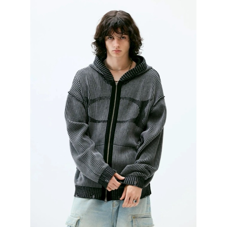 [韓國打折款][預購 每周日中午 12:00收單] 2025 韓國 CRITIC LOGO兩穿針織連帽外套-細節圖2