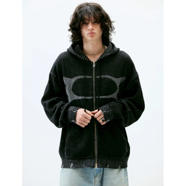 [韓國打折款][預購 每周日中午 12:00收單] 2025 韓國 CRITIC LOGO兩穿針織連帽外套-細節圖7