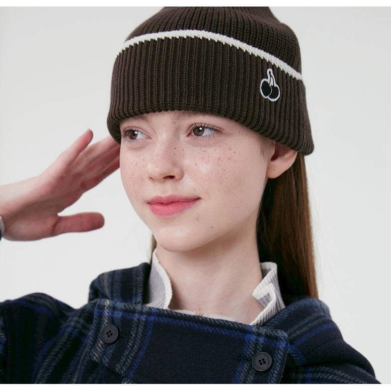 [韓國打折ing][預購 每周日中午12:00收單] 2025 韓國 KIRSH  櫻桃反摺針織帽-細節圖6