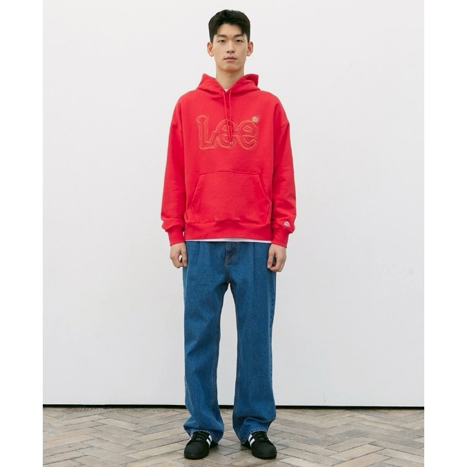 [韓國打折ing] [預購 每周日中午 12:00收單] 2025 韓國 LEE  中性版LOGO刺繡連帽上衣-細節圖4