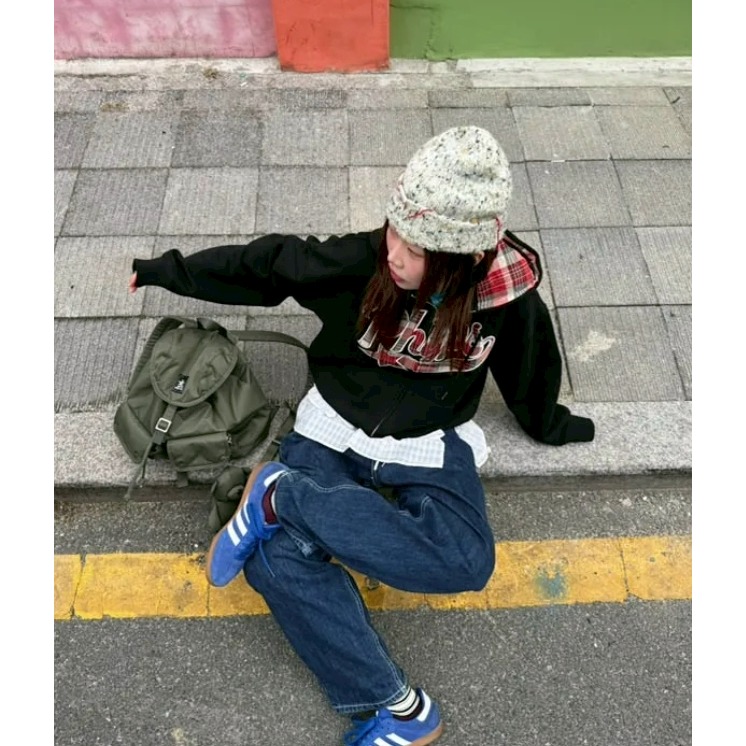 [韓國打折i[預購 每周日中午 12:00 收單] 2025 韓國 秋冬外套 PHYPS 中性款格紋LOGO連帽外套-細節圖5