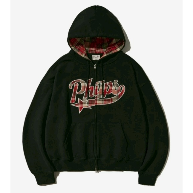 [韓國打折i[預購 每周日中午 12:00 收單] 2025 韓國 秋冬外套 PHYPS 中性款格紋LOGO連帽外套-細節圖8