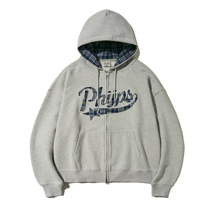 [韓國打折i[預購 每周日中午 12:00 收單] 2025 韓國 秋冬外套 PHYPS 中性款格紋LOGO連帽外套-規格圖9