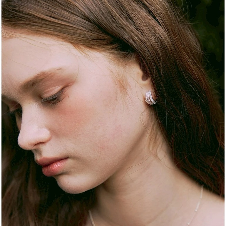 [預購 每周日中午 12:00收單] 2025 韓國 時尚配件 SAINT SCOTT  三重水鑽耳環-細節圖3