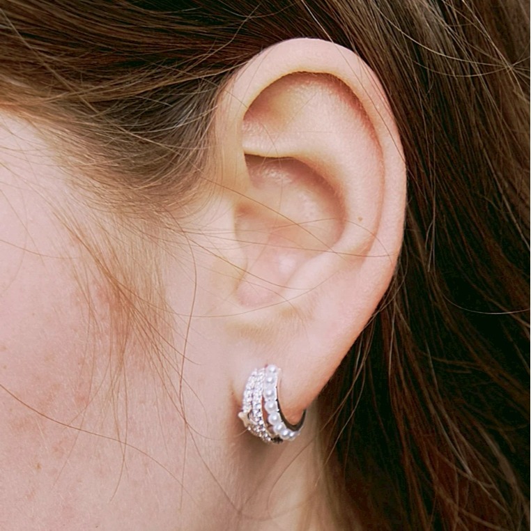 [預購 每周日中午 12:00收單] 2025 韓國 時尚配件 SAINT SCOTT  三重水鑽耳環-細節圖4