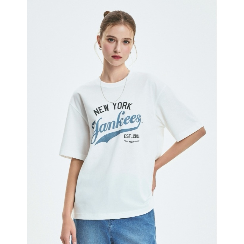 [韓國打折ing][預購 每周日中午 12:00收單] 2025 韓國 MLB復古圖案修身短袖上衣-細節圖5