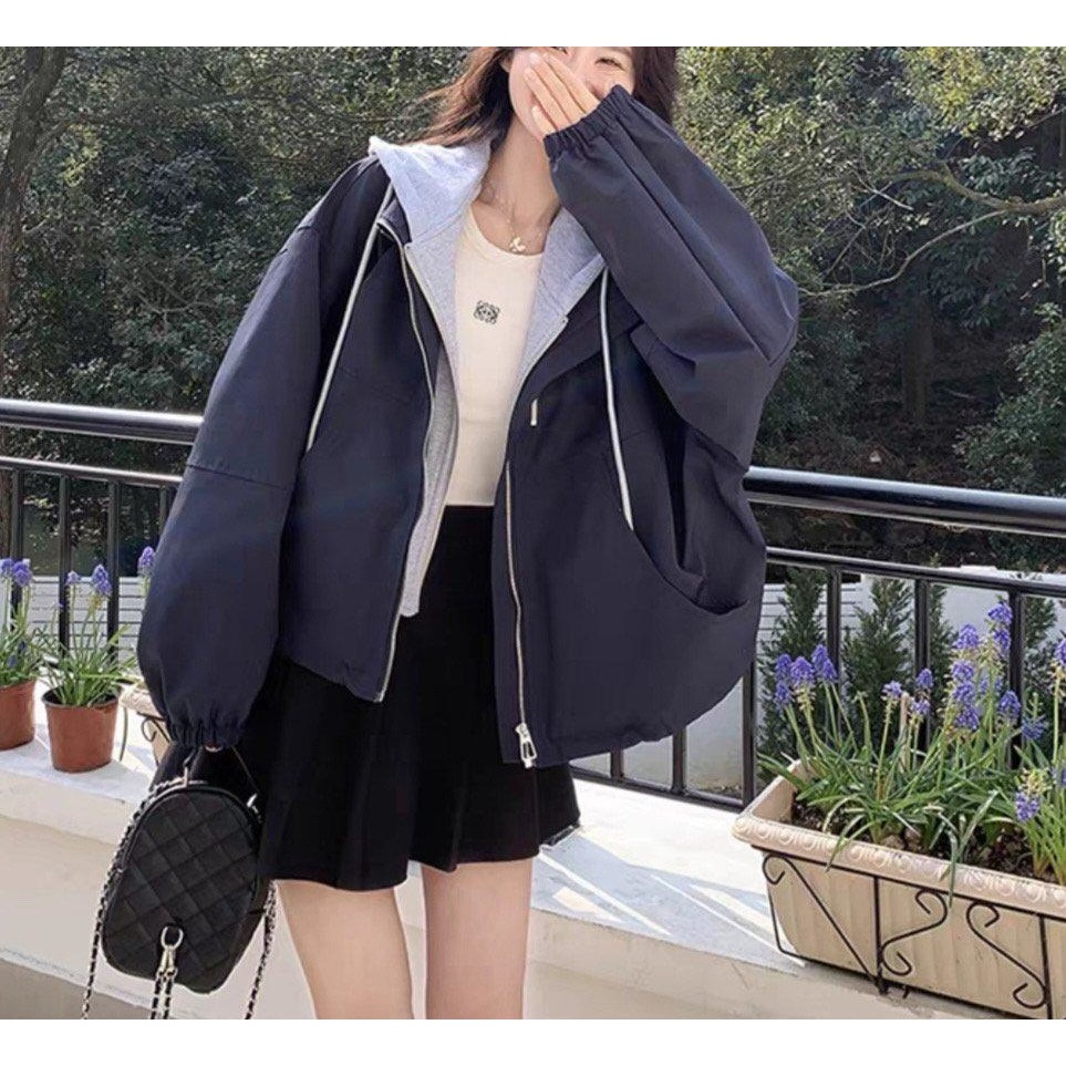 [預購 每周日中午 12:00收單] 2025 韓國 秋冬女裝  假兩件連帽外套-細節圖2