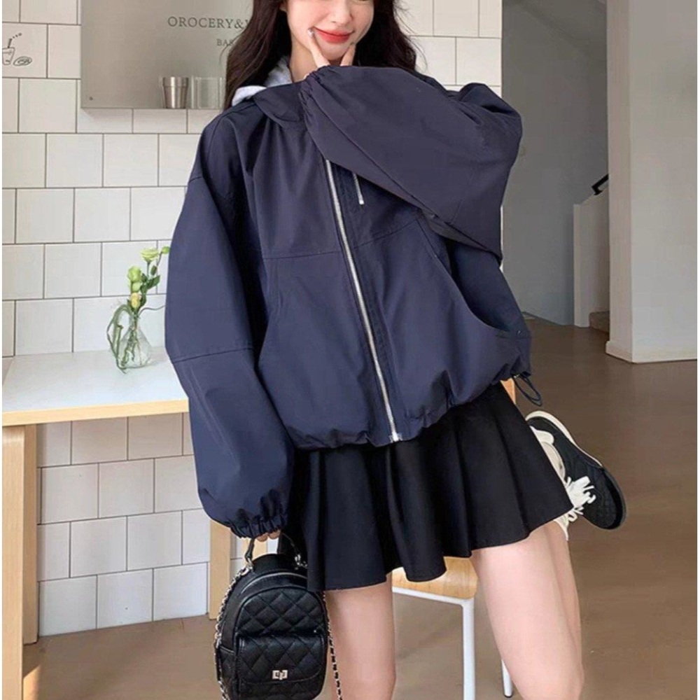[預購 每周日中午 12:00收單] 2025 韓國 秋冬女裝  假兩件連帽外套-細節圖3