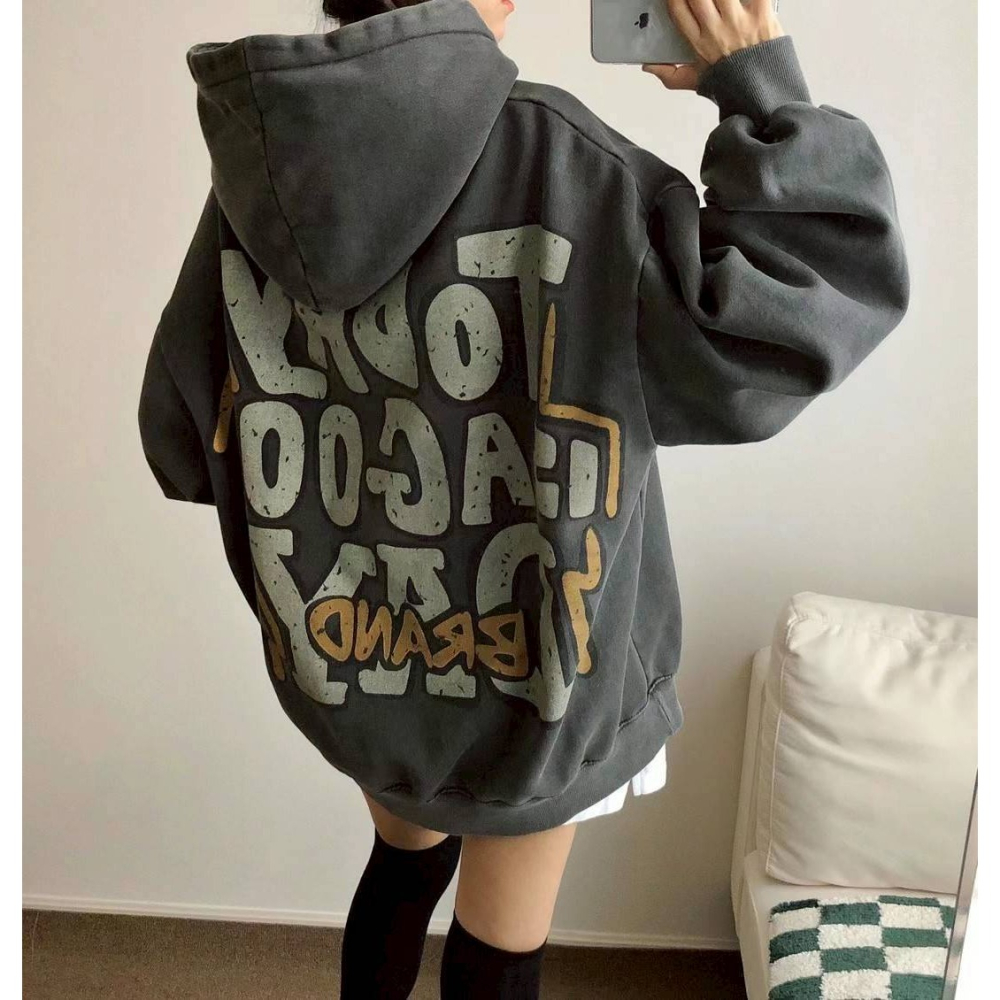 [預購 每周日中午 12:00收單] 2025  韓國 塗鴉POP字內刷毛連帽上衣 中性款-細節圖2