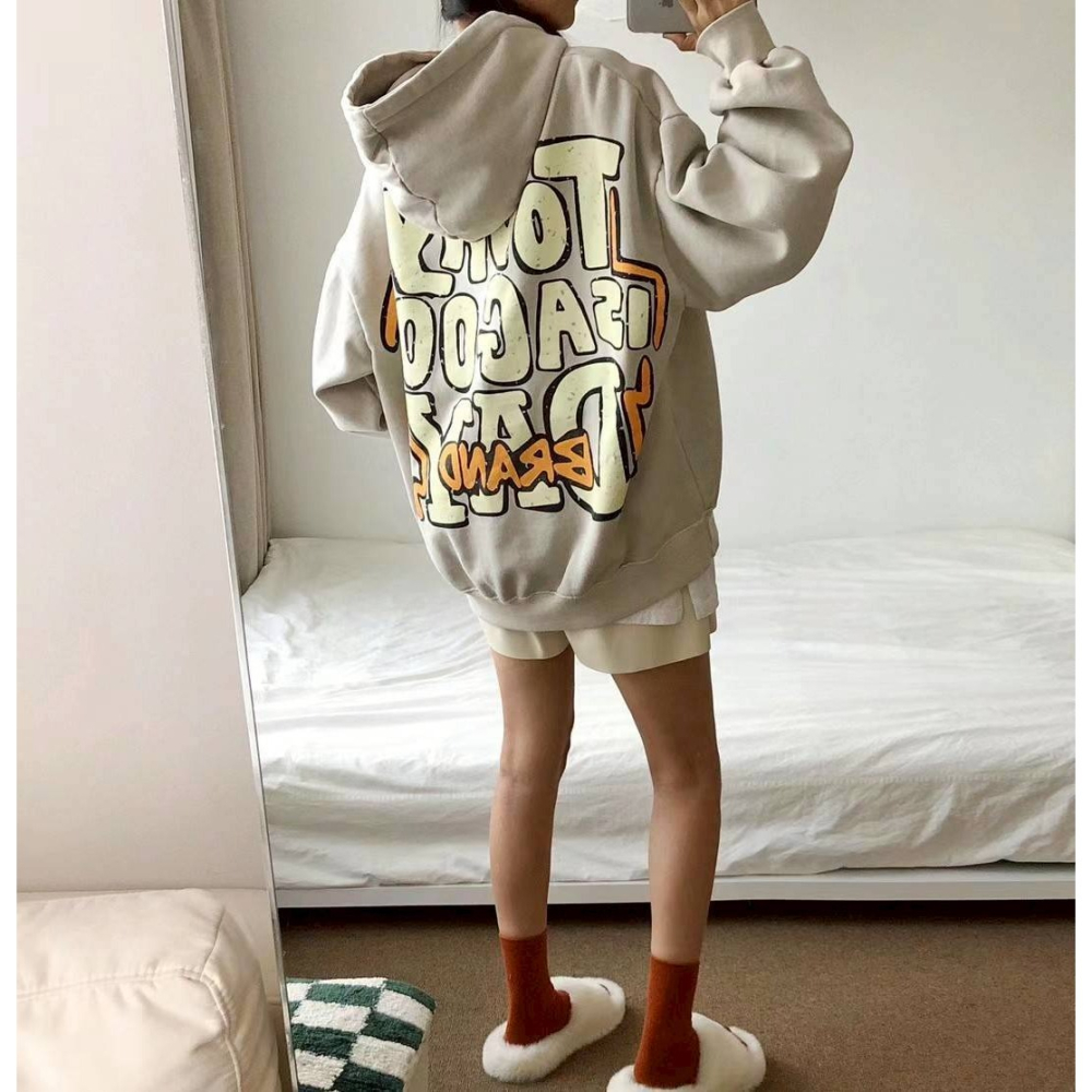 [預購 每周日中午 12:00收單] 2025  韓國 塗鴉POP字內刷毛連帽上衣 中性款-細節圖10