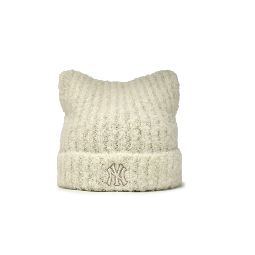 [預購 每周日中午 12:00收單] 2025 韓國 MLB 洋基貓耳朵針織帽-細節圖5