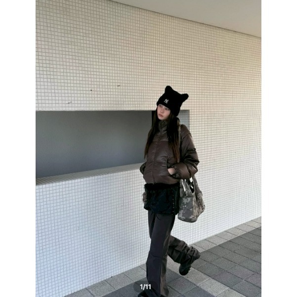 [預購 每周日中午 12:00收單] 2025 韓國 MLB 洋基貓耳朵針織帽-細節圖6