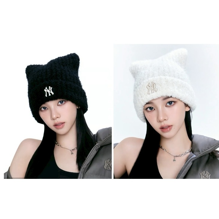 [預購 每周日中午 12:00收單] 2025 韓國 MLB 洋基貓耳朵針織帽-規格圖7