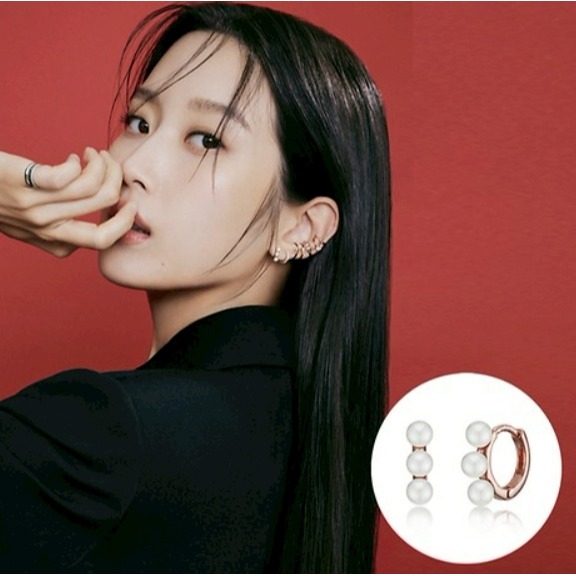 [預購 每周日中午 12:00收單] 2025 韓國時尚配件 海秀兒   文佳映配戴  925純銀珍珠耳環-細節圖4