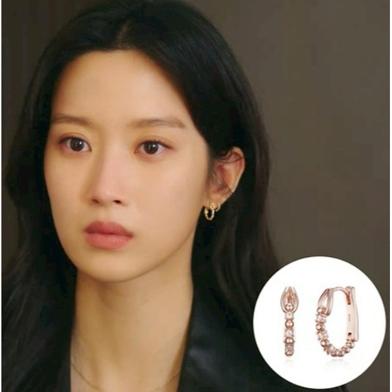 [預購 每周日中午 12:00收單] 2025 韓國時尚配件 海秀兒   文佳映配戴  925純銀水鑽耳環-細節圖5